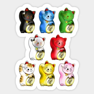 Maneki neko right paws with gold coin Sticker